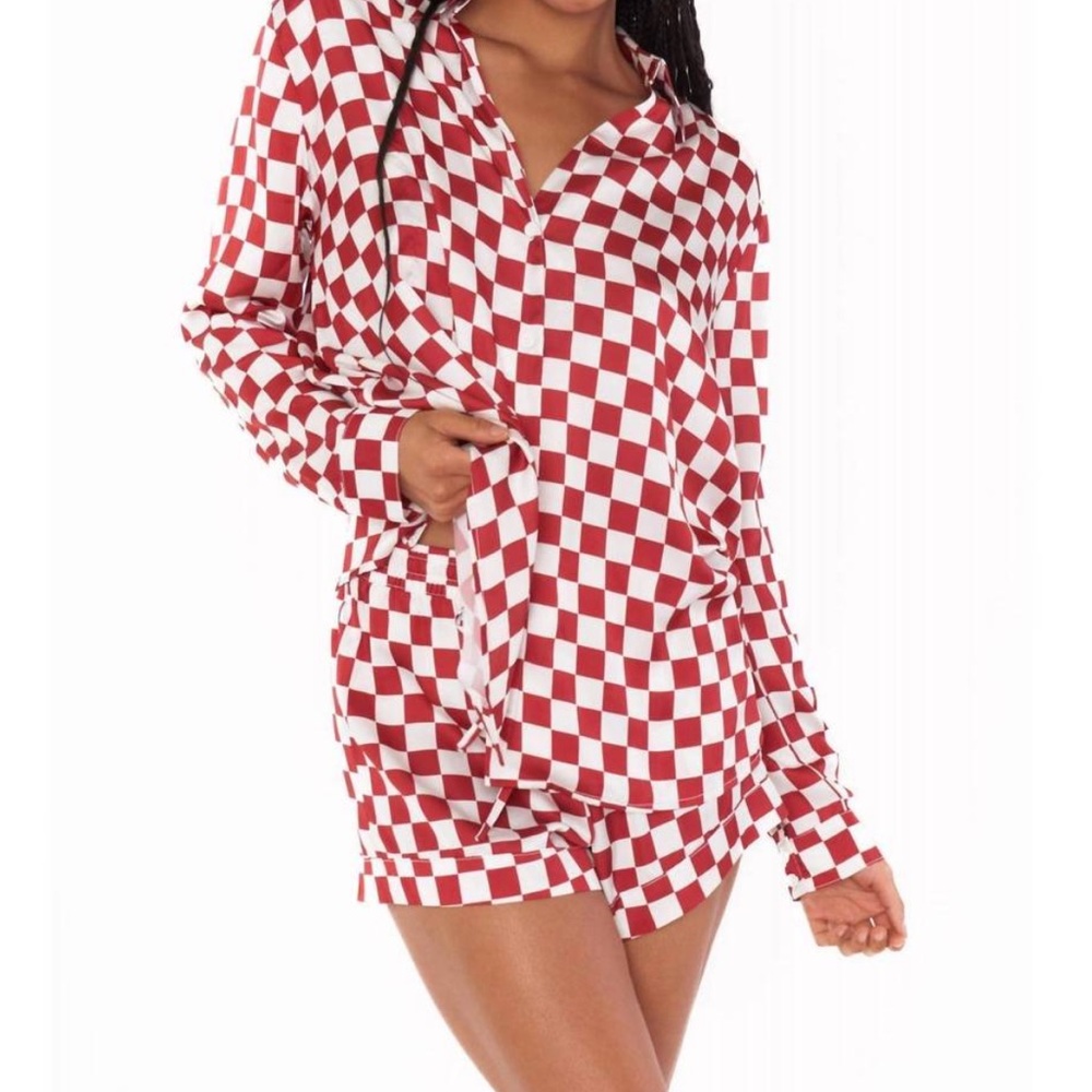 SHOW ME YOUR MUMU early riser checkered pajama in red XL